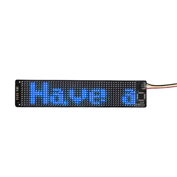 Schermo pubblicitario flessibile multilingua Bluetooth LED per zaino cappello gilet 155 X 32 mm