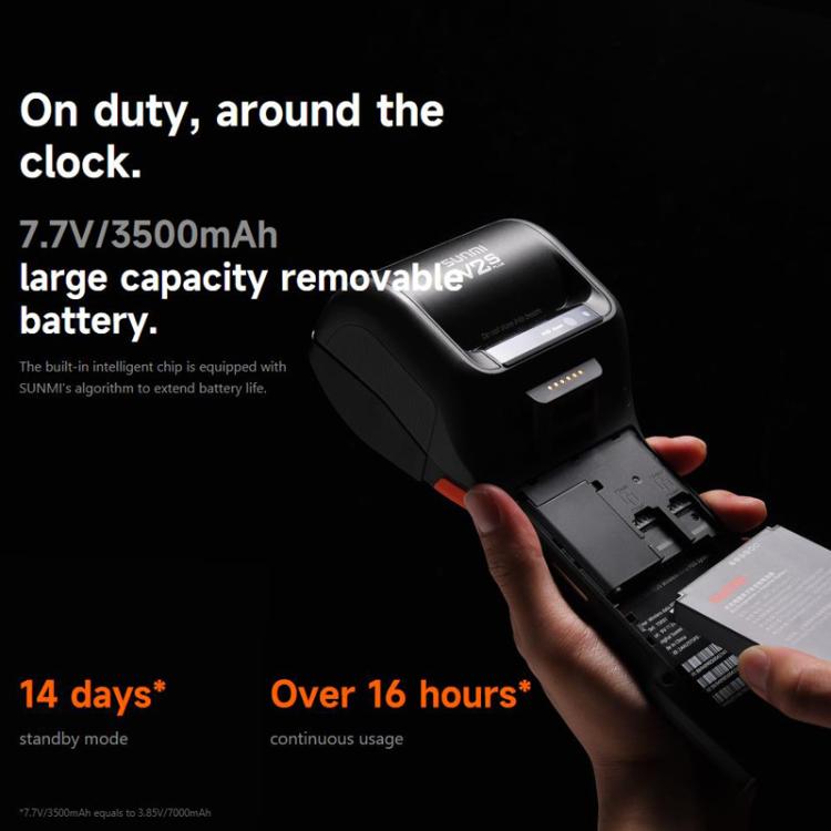 SUNMI V2s PLUS registratore di cassa portatile con stampante da 80 mm terminale mobile intelligente, 2+16G Standard, 3+32G Scanner