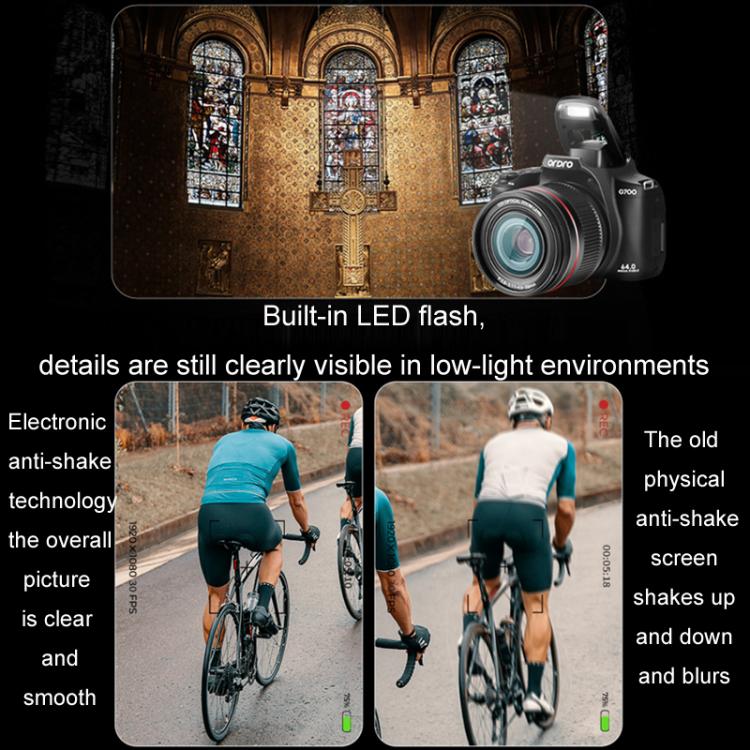 Ordro 4K Ultra HD Schermo rotante Zoom ottico Digital Camera, G700