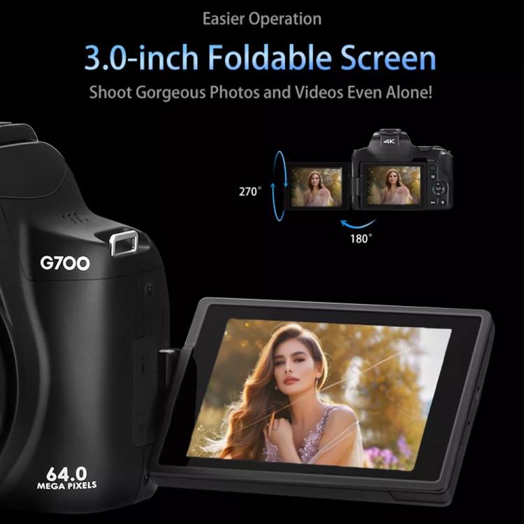 Ordro 4K Ultra HD Schermo rotante Zoom ottico Digital Camera, G700