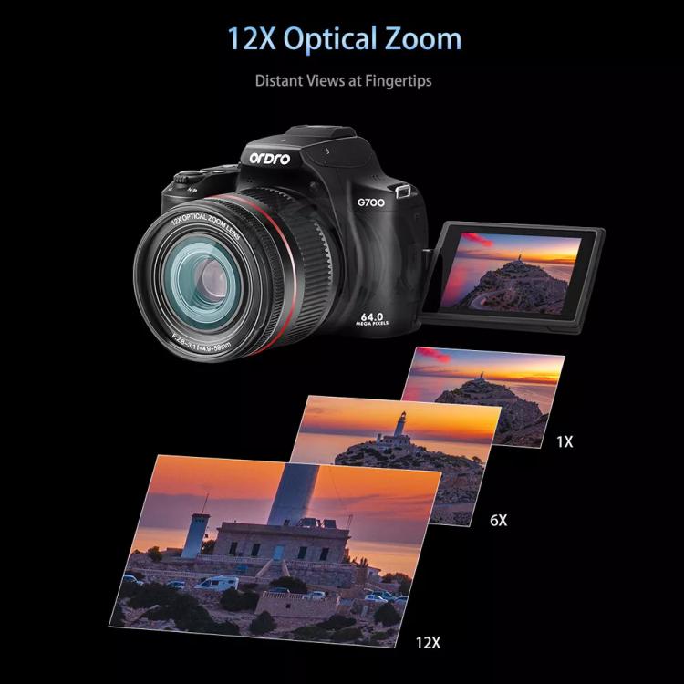 Ordro 4K Ultra HD Schermo rotante Zoom ottico Digital Camera, G700