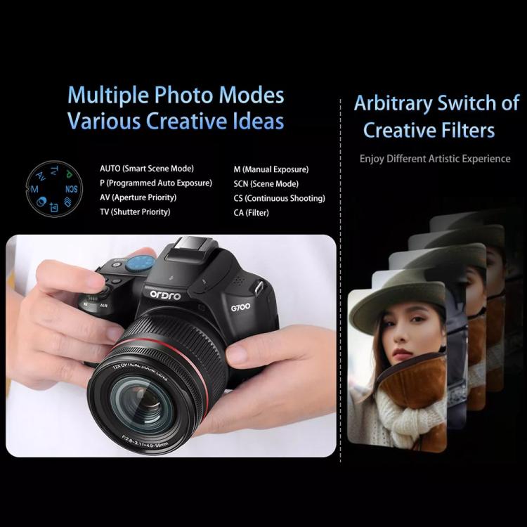 Ordro 4K Ultra HD Schermo rotante Zoom ottico Digital Camera, G700