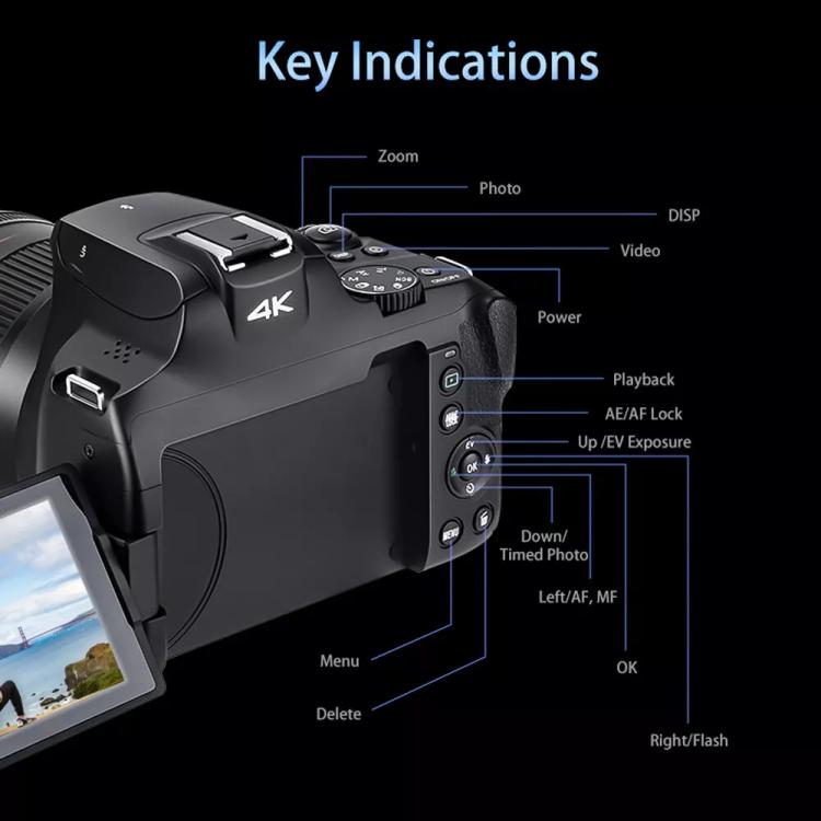 Ordro 4K Ultra HD Schermo rotante Zoom ottico Digital Camera, G700