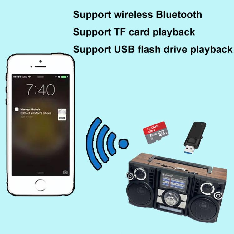 COLON RX-65SD Altoparlante Bluetooth wireless con radio FM stereo a ricarica solare