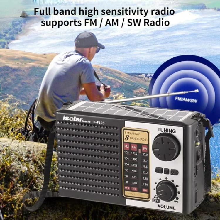 Isolariearth IS-F10S Radio FM/AM/SW a banda intera alimentata ad energia solare con altoparlante Bluetooth e torcia elettrica