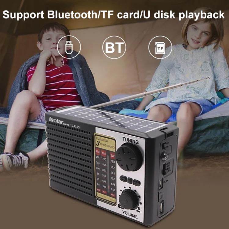 Isolariearth IS-F10S Radio FM/AM/SW a banda intera alimentata ad energia solare con altoparlante Bluetooth e torcia elettrica