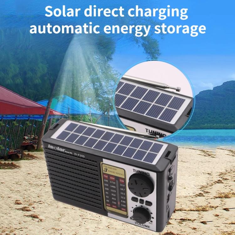 Isolariearth IS-F10S Radio FM/AM/SW a banda intera alimentata ad energia solare con altoparlante Bluetooth e torcia elettrica