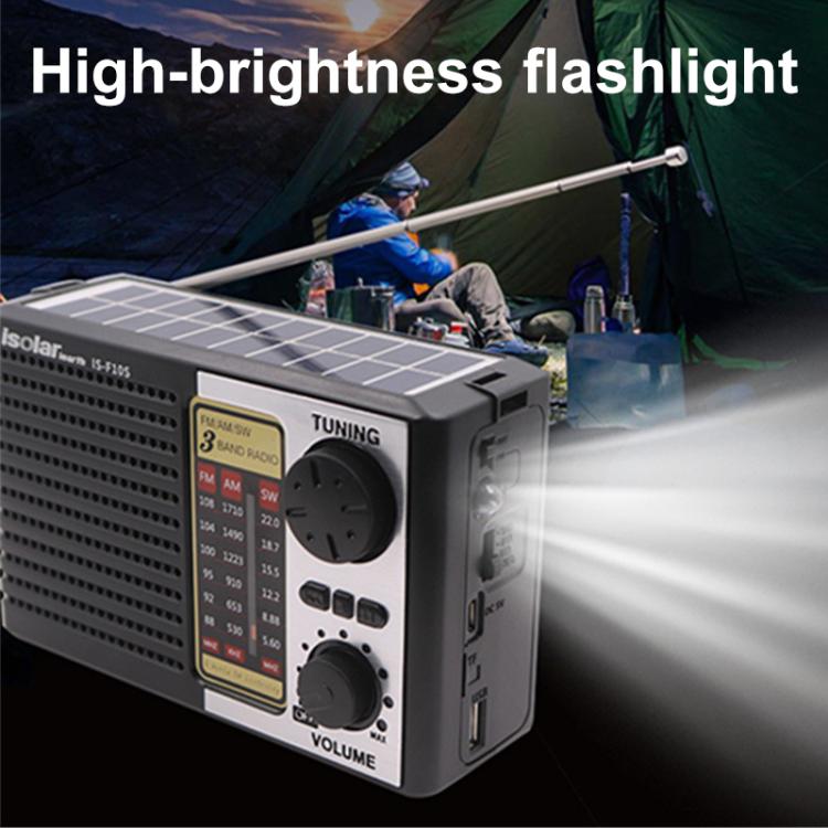 Isolariearth IS-F10S Radio FM/AM/SW a banda intera alimentata ad energia solare con altoparlante Bluetooth e torcia elettrica
