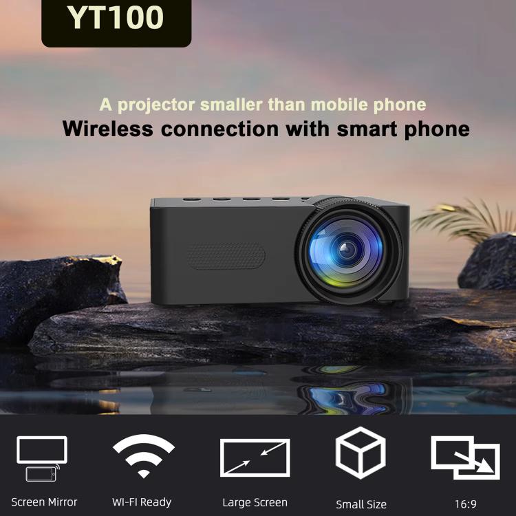 YT100 Supporta 1080P Mini proiettore portatile WiFi Mirroring wireless per smartphone iOS Android