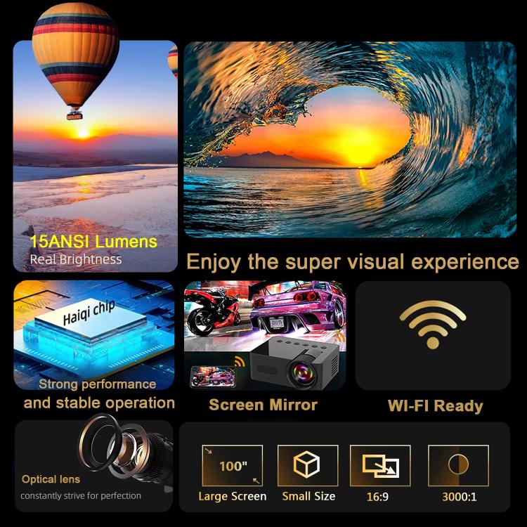 YT100 Supporta 1080P Mini proiettore portatile WiFi Mirroring wireless per smartphone iOS Android