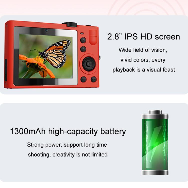 Fotocamera digitale 5K WiFi 72MP Doppia lente Messa a fuoco automatica Zoom digitale 18X Filtri colore per studenti CCD Fotocamera di bellezza