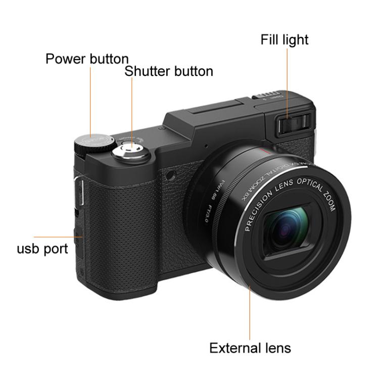 Micro SLR Zoom ottico 5X / Zoom digitale 8X Fotocamera digitale 48MP HD Riprese Videocamera fotografica