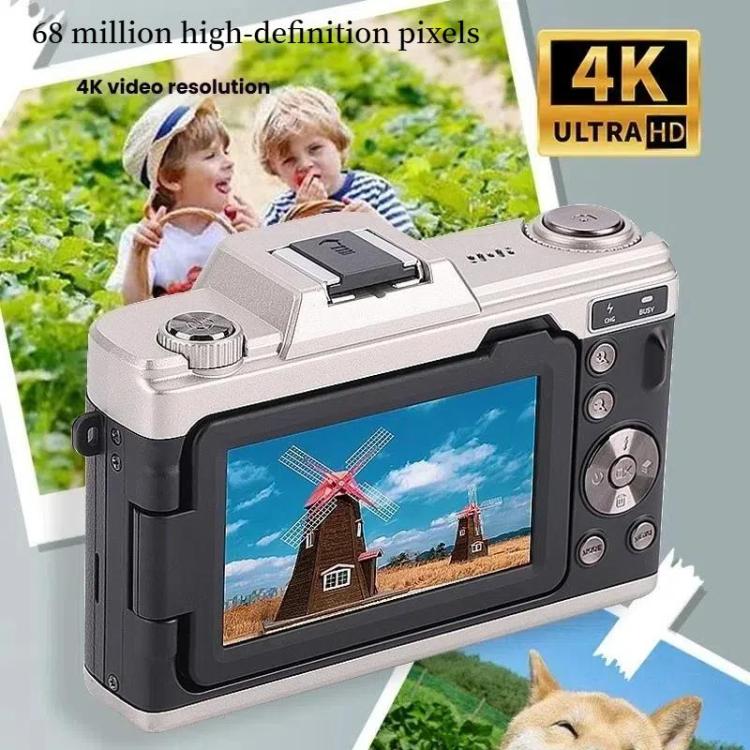 Fotocamera digitale da 68 MP, studente, CCD, portatile, retrò, da viaggio, per principianti, con schermo a ribalta e scheda di memoria