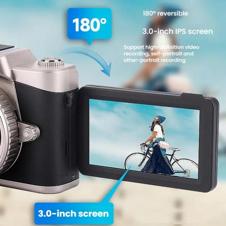 Fotocamera digitale da 68 MP, studente, CCD, portatile, retrò, da viaggio, per principianti, con schermo a ribalta e scheda di memoria
