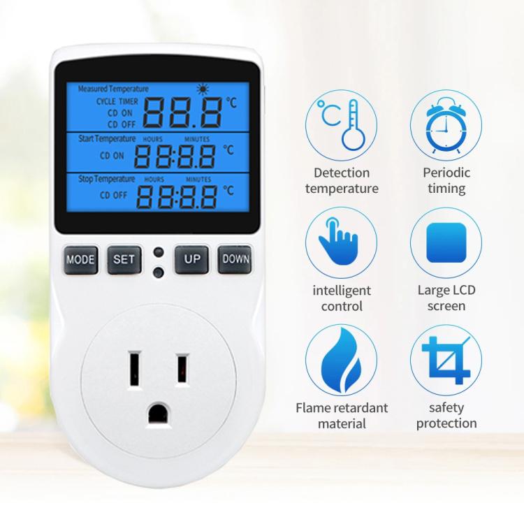 Termostato digitale intelligente con retroilluminazione, interruttore di controllo della temperatura, presa di temporizzazione, regolatore di temperatura, Backlight US Plug, Backlight UK Plug, Backlight AU Plug