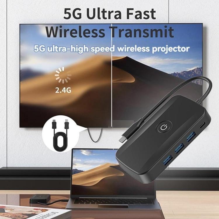 Docking station USB-C con caricabatterie rapido PD100W per casting wireless 5 in 1, 5-In-1