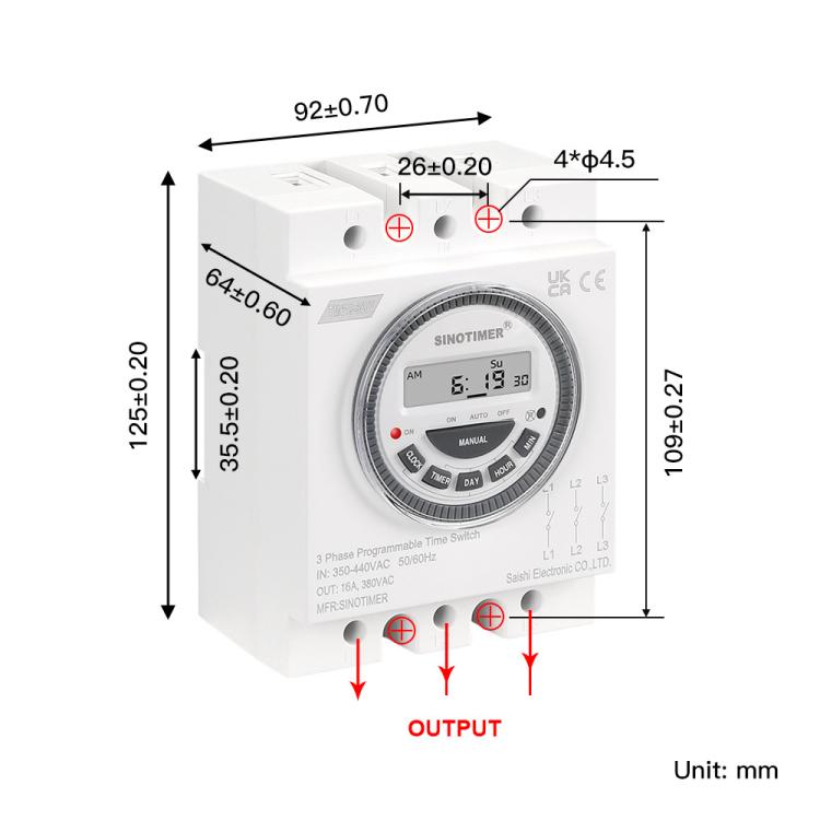 SINOTIMER TM619-380V 16A Interruttore temporizzatore trifase 7 giorni Intervallo minimo programmabile 1 minuto, TM619