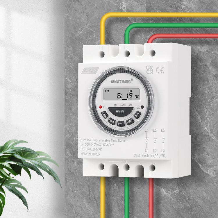 SINOTIMER TM619-380V 16A Interruttore temporizzatore trifase 7 giorni Intervallo minimo programmabile 1 minuto, TM619