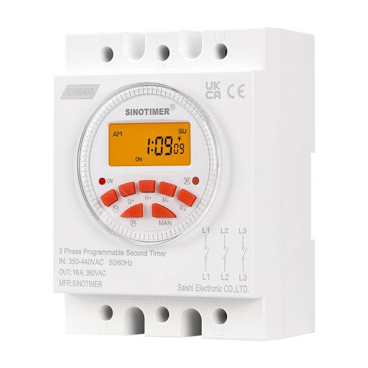 SINOTIMER CN109S-380V 16A Interruttore temporizzatore trifase 7 giorni intervallo minimo programmabile 1s con retroilluminazione, CN109S