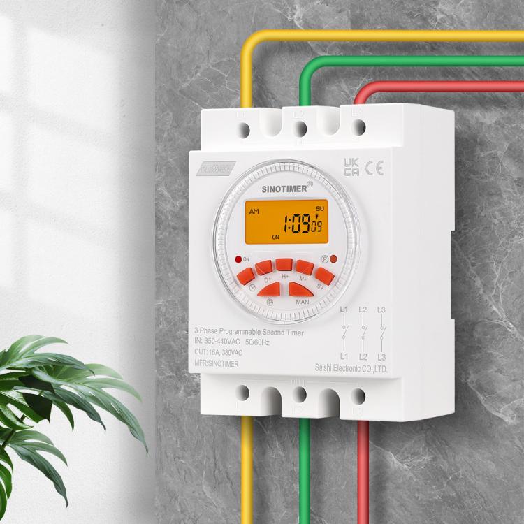 SINOTIMER CN109S-380V 16A Interruttore temporizzatore trifase 7 giorni intervallo minimo programmabile 1s con retroilluminazione, CN109S