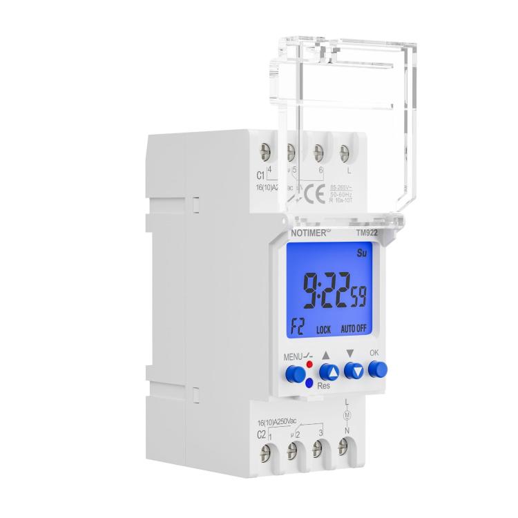 Modulo interruttore di temporizzazione di 7 giorni con controllo dei secondi a 2 vie e doppio canale da 16 A, timer montato su DIN, SINOTIMER TM922-K 85-265V, SINOTIMER TM922-4 12V