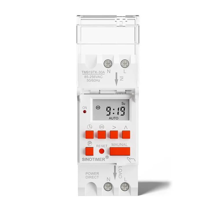 Interruttore orario astronomico 85-265VAC per il calcolo automatico dell'alba e del tramonto in latitudine e longitudine, SINOTIMER TM919TK-16A, SINOTIMER TM919TK-30A