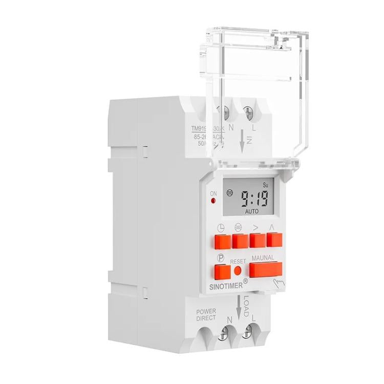 Interruttore orario astronomico 85-265VAC per il calcolo automatico dell'alba e del tramonto in latitudine e longitudine, SINOTIMER TM919TK-16A, SINOTIMER TM919TK-30A