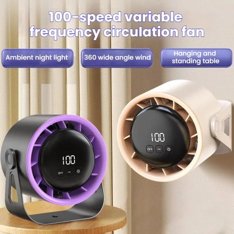 Ventilatore a circolazione ad alta velocità con 100 ingranaggi, display digitale da tavolo ricaricabile, ventilatore turbo da parete, White, Gray, Clip White, Clip Gray