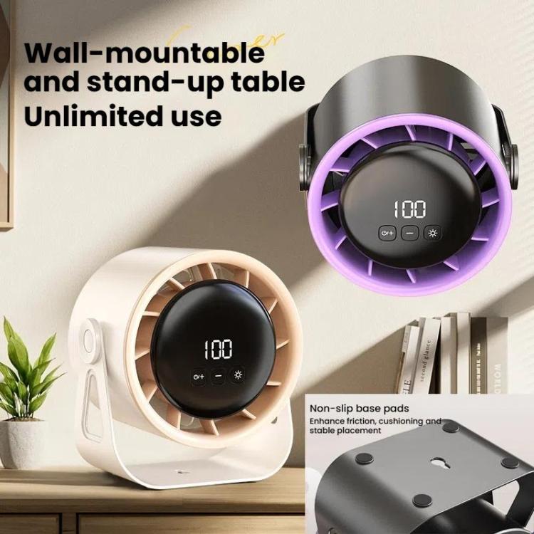 Ventilatore a circolazione ad alta velocità con 100 ingranaggi, display digitale da tavolo ricaricabile, ventilatore turbo da parete, White, Gray, Clip White, Clip Gray
