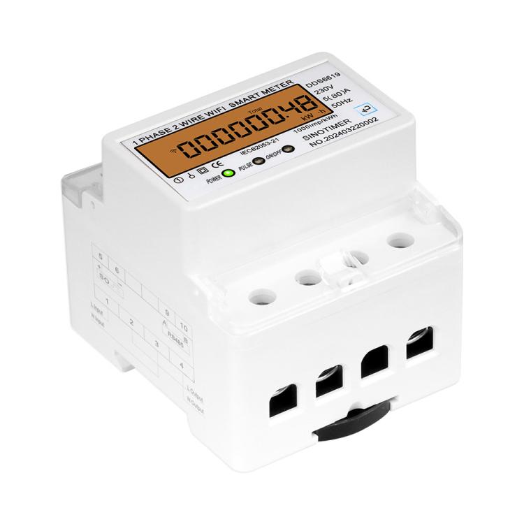 Contatore di energia WiFi Tuya monofase AC 220V, SINOTIMER DDS6619-048 80A With Switch, SINOTIMER DDS6619-047 100A Without Switch