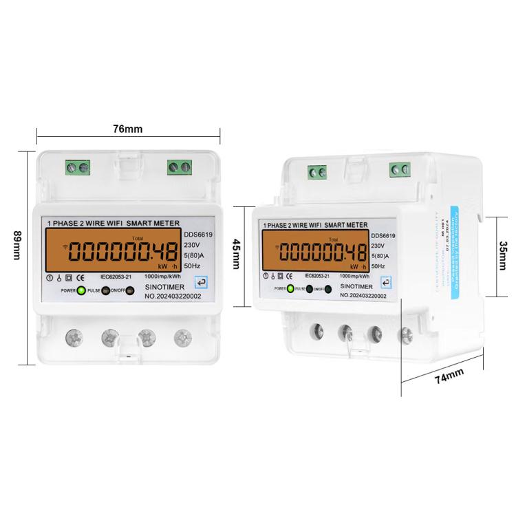 Contatore di energia WiFi Tuya monofase AC 220V, SINOTIMER DDS6619-048 80A With Switch, SINOTIMER DDS6619-047 100A Without Switch