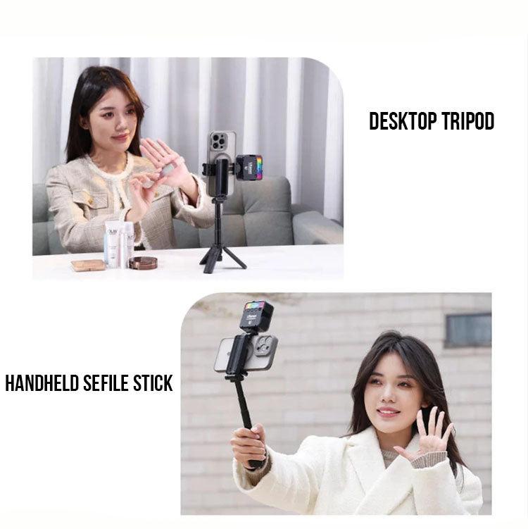 Mini Selfie Stick tascabile 3 in 1 con impugnatura estensibile e treppiede per telefono con telecomando Bluetooth