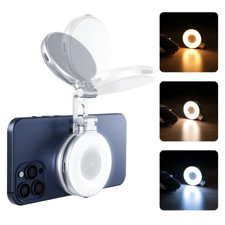 Mini telefono magnetico bellezza sostituzione luce tricolore temperatura portatile selfie specchio rotante allungamento lampada tascabile, S5-BGD-01
