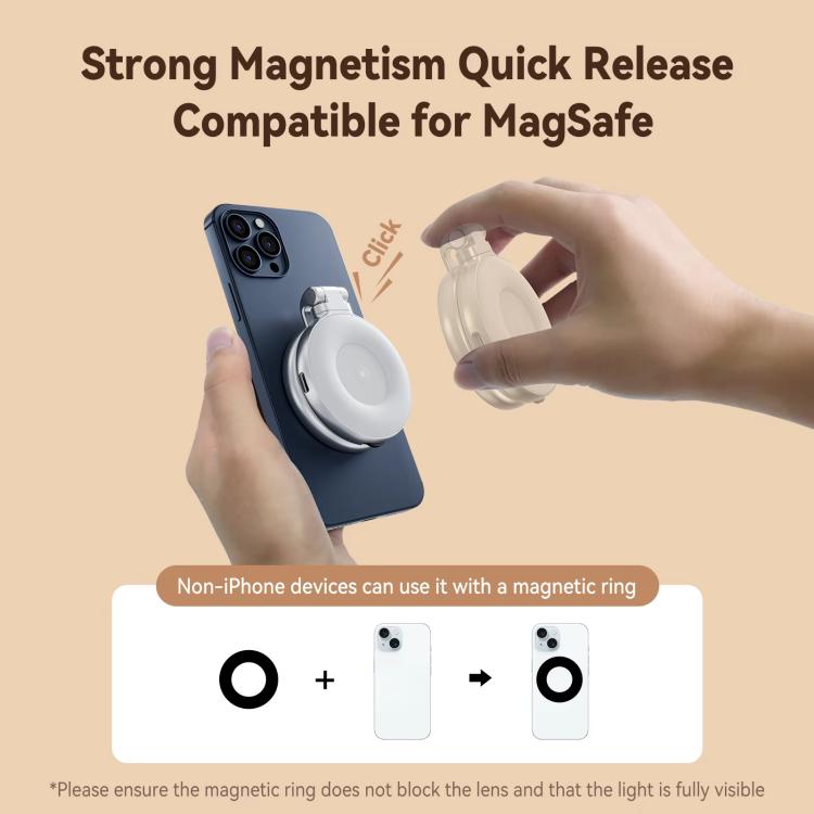 Mini telefono magnetico bellezza sostituzione luce tricolore temperatura portatile selfie specchio rotante allungamento lampada tascabile, S5-BGD-01