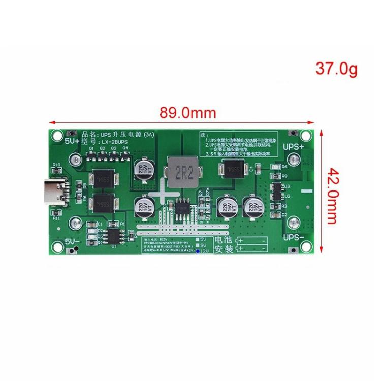 Modulo di ricarica rapida per batteria al litio UPS18650 ad alta potenza da 15 W e 3 A, 5V, 9V, 12V