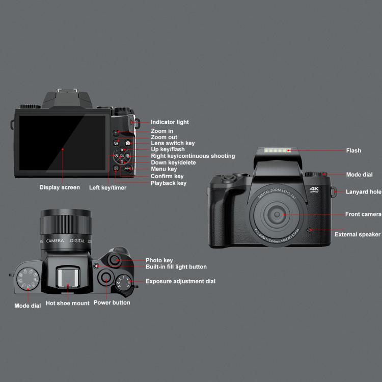 FSD-W5 4 pollici touch screen WiFi trasmissione 4K HD fotocamera digitale studente foto SLR, FSD-W5