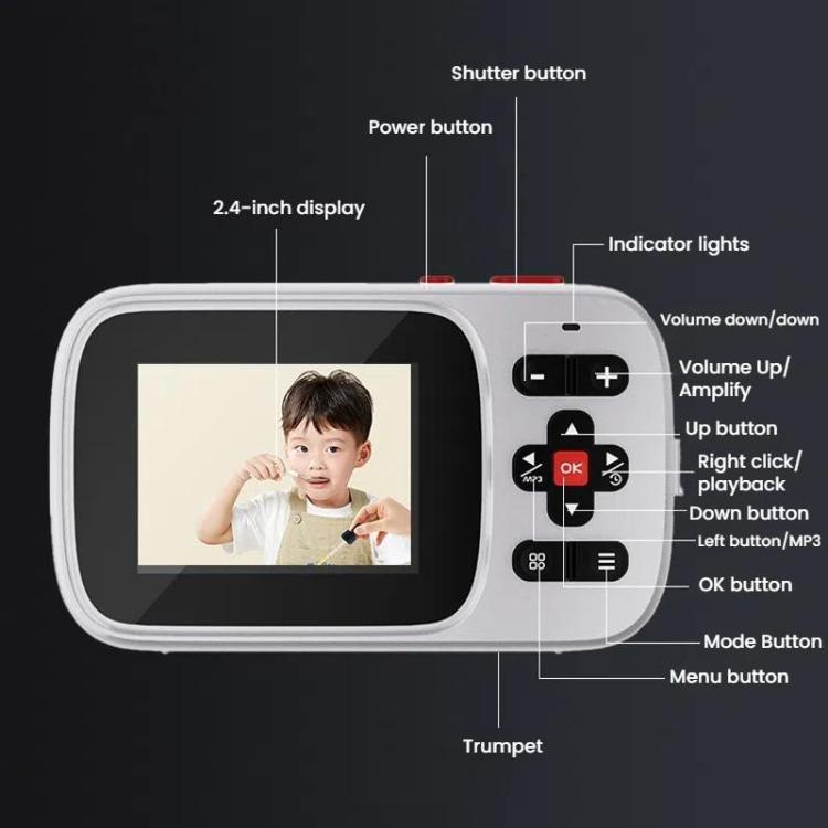 Fotocamera digitale HD da 72 MP, 2,4 pollici, ascolto MP3, foto e video, zoom 16x DV