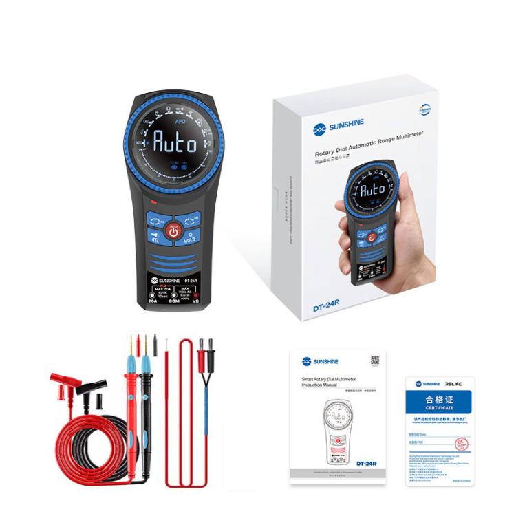 Multimetro rotativo con auto-range, misurazione della resistenza alla tensione, cicalino, SUNSHINE DT-24R