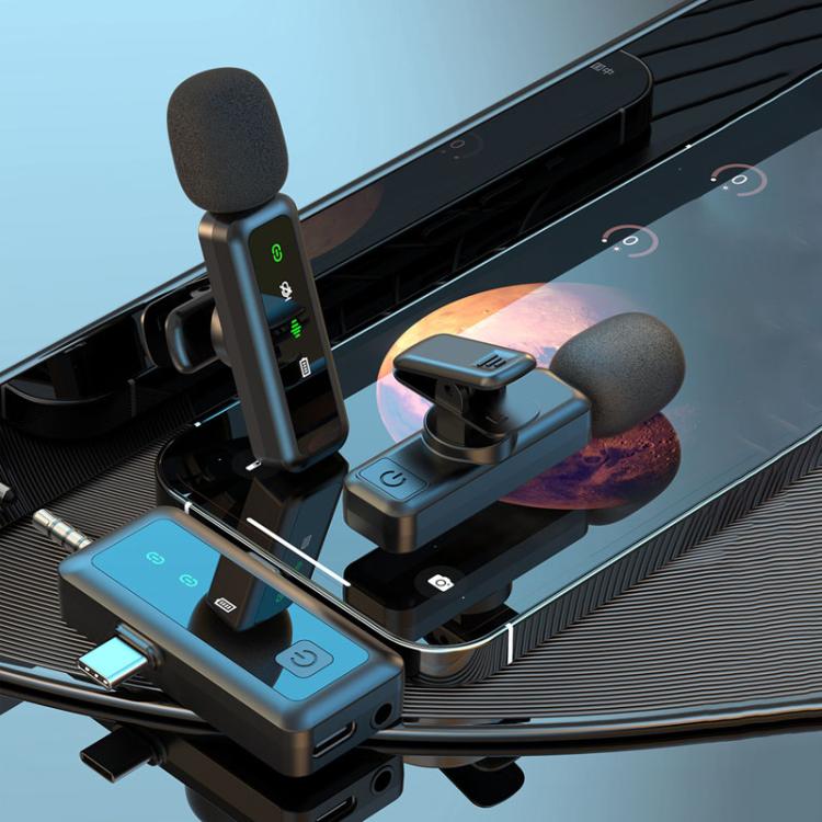 H65 Microfono wireless Lavalier 3 in 1 per trasmissioni esterne con cancellazione del rumore Microfono per telecamera sportiva, Single Mic, Dual Mic