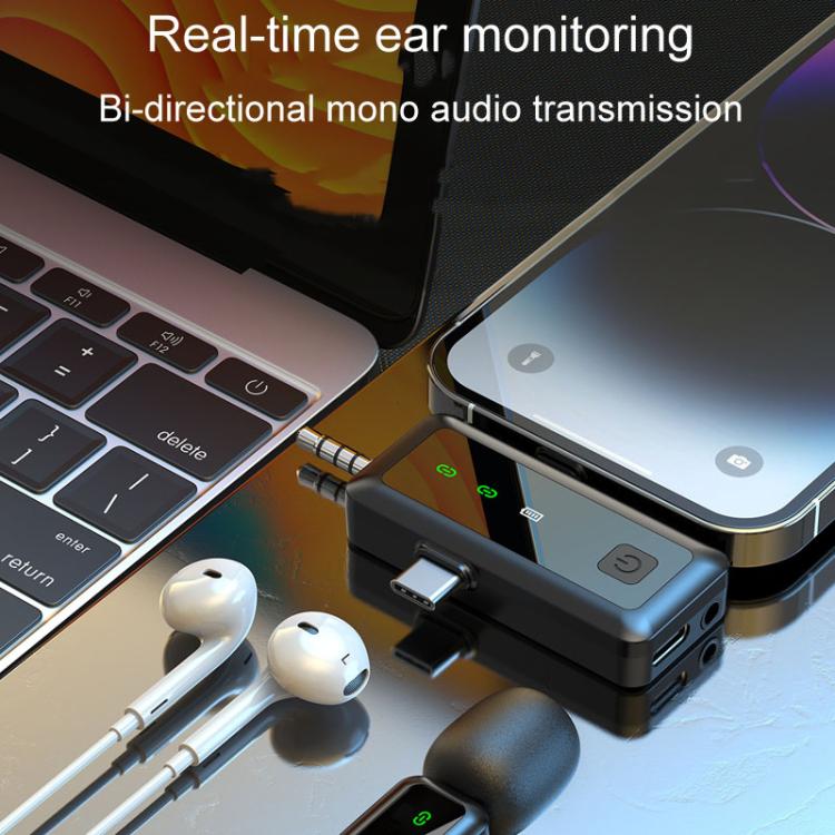 H65 Microfono wireless Lavalier 3 in 1 per trasmissioni esterne con cancellazione del rumore Microfono per telecamera sportiva, Single Mic, Dual Mic