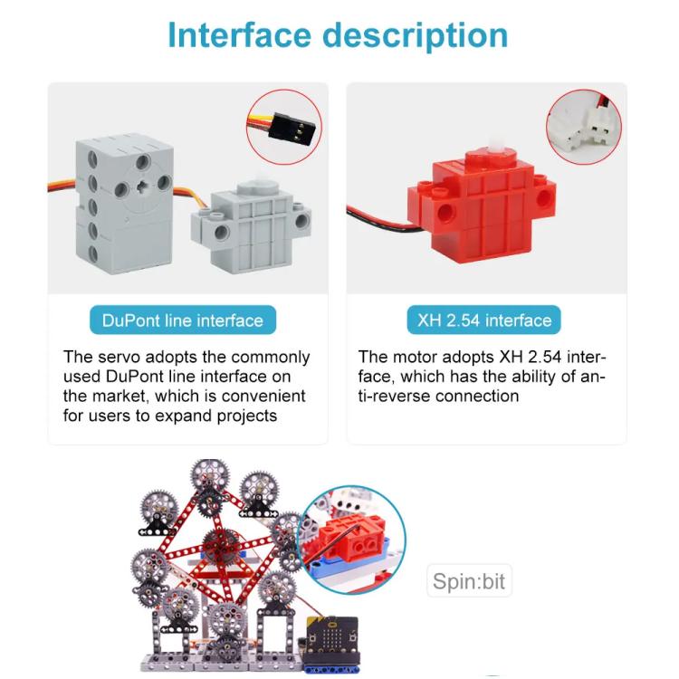 Geekservo programmabile per auto intelligente elettronica fai da te, Building Block Motor, Building Block Servo Gen 1, Building Block Servo Gen 2