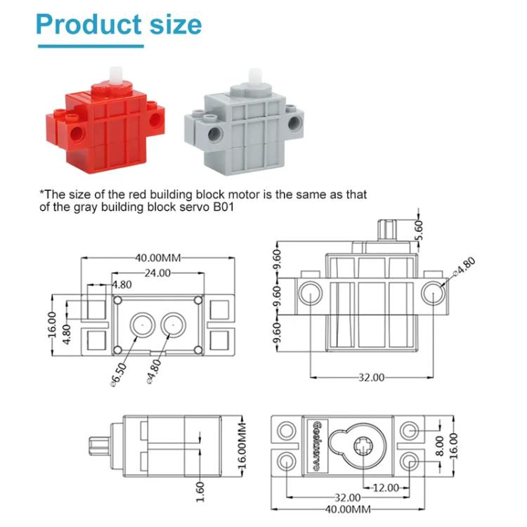Geekservo programmabile per auto intelligente elettronica fai da te, Building Block Motor, Building Block Servo Gen 1, Building Block Servo Gen 2