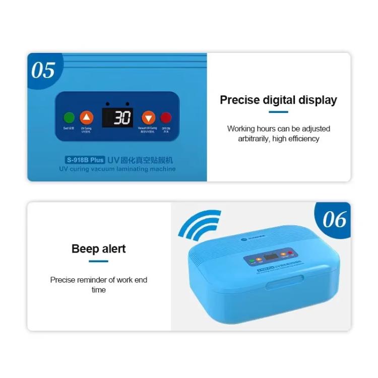 SUNSHINE S-918B Plus UV Curing Box Schermo LCD per telefono cellulare OCA Bonding Macchina laminata sottovuoto, SUNSHINE S-918B Plus (US Plug 110V), SUNSHINE S-918B Plus (EU Plug 220V)