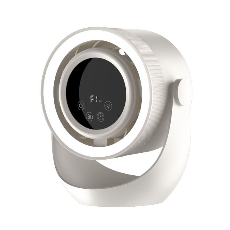 F158 Mini ventilatore da tavolo multi-velocità con telecomando temporizzato e ventilatore illuminato, Gray Plug-In, Beige Plug-In, Gray Rechargeable, Beige Rechargeable