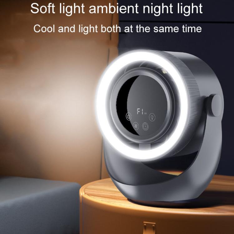 F158 Mini ventilatore da tavolo multi-velocità con telecomando temporizzato e ventilatore illuminato, Gray Plug-In, Beige Plug-In, Gray Rechargeable, Beige Rechargeable
