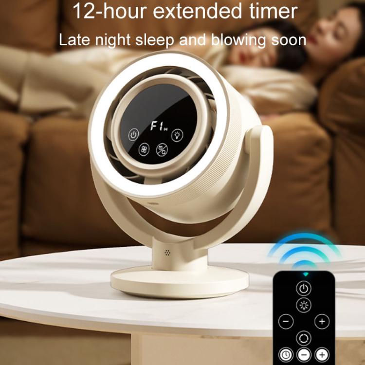 F168 Ventilatore da tavolo con controllo vocale intelligente, touch screen, con testa che scuote, alta velocità di rotazione, luce notturna senza pale