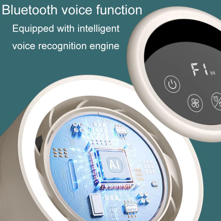F168 Ventilatore da tavolo con controllo vocale intelligente, touch screen, con testa che scuote, alta velocità di rotazione, luce notturna senza pale