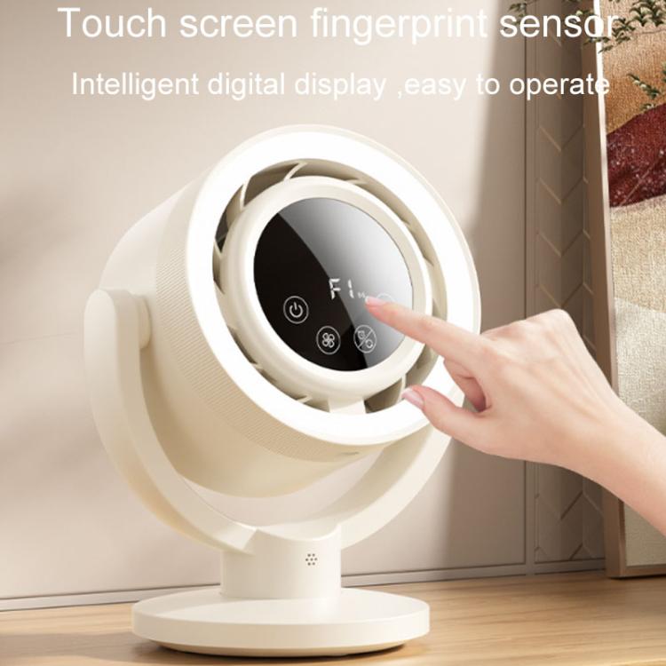 F168 Ventilatore da tavolo con controllo vocale intelligente, touch screen, con testa che scuote, alta velocità di rotazione, luce notturna senza pale