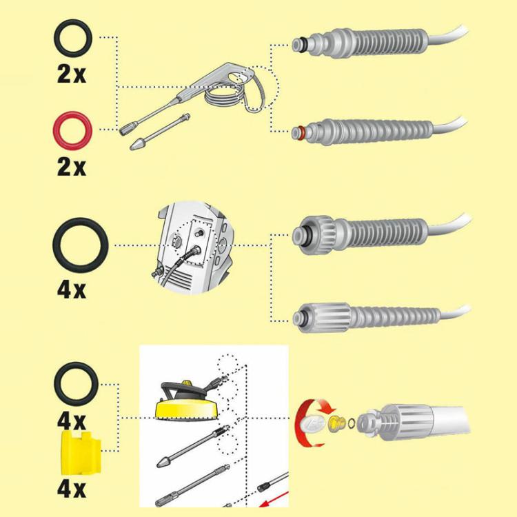 Per Karcher K2 / Kz / Kch / K5 / Ksh / Ksht Idropulitrice ad alta pressione Anello di tenuta a forma di O, 24pcs / Set