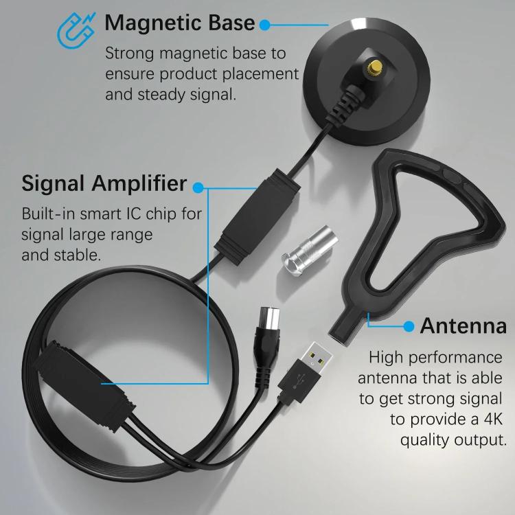 Antenna TV digitale Antenna TV terrestre DVB-T2 Ricevitore segnale interno ed esterno, 5M DVB-T2